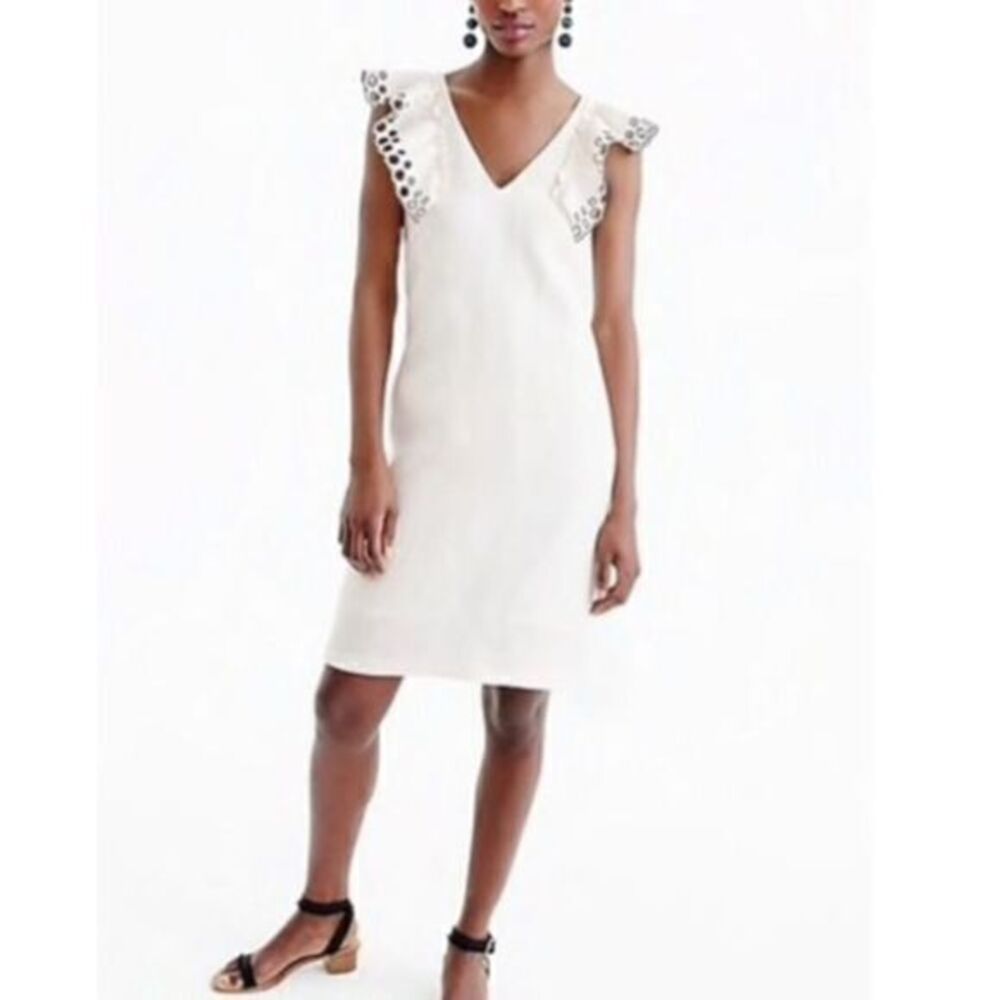 J.CREW Collection Ruffle-Shoulder Sheath Dress US 8